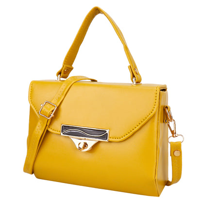 Madrid Vegan Leather Satchel Box Sling Bag - Yellow