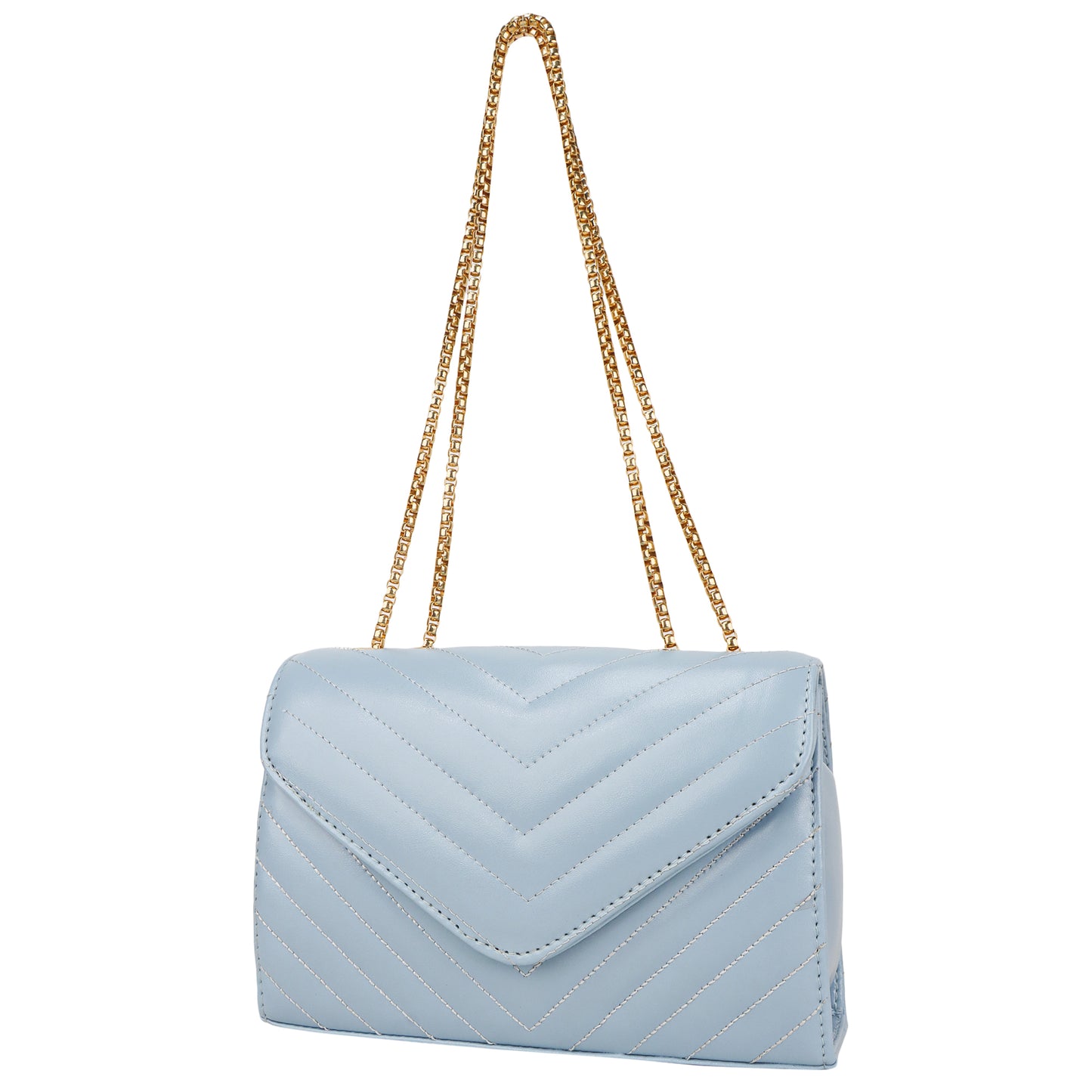 Miss Santorini Vegan Leather Quilted Sling Bag - Blue