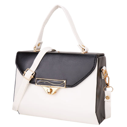 Madrid Vegan Leather Satchel Box Sling Bag - White