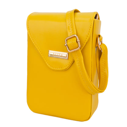 Miss Elona Vegan Leather Vertical Box Sling Messenger Bag - Yellow