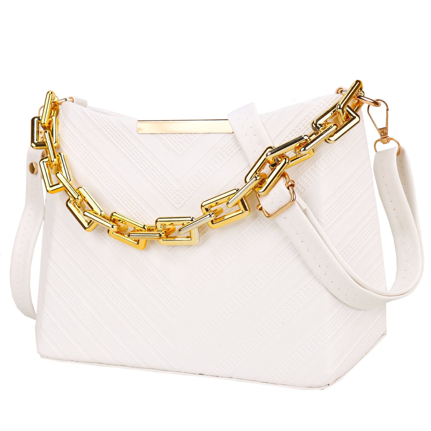 Ms. Classy Printed Vegan Leather Sling Bag - White