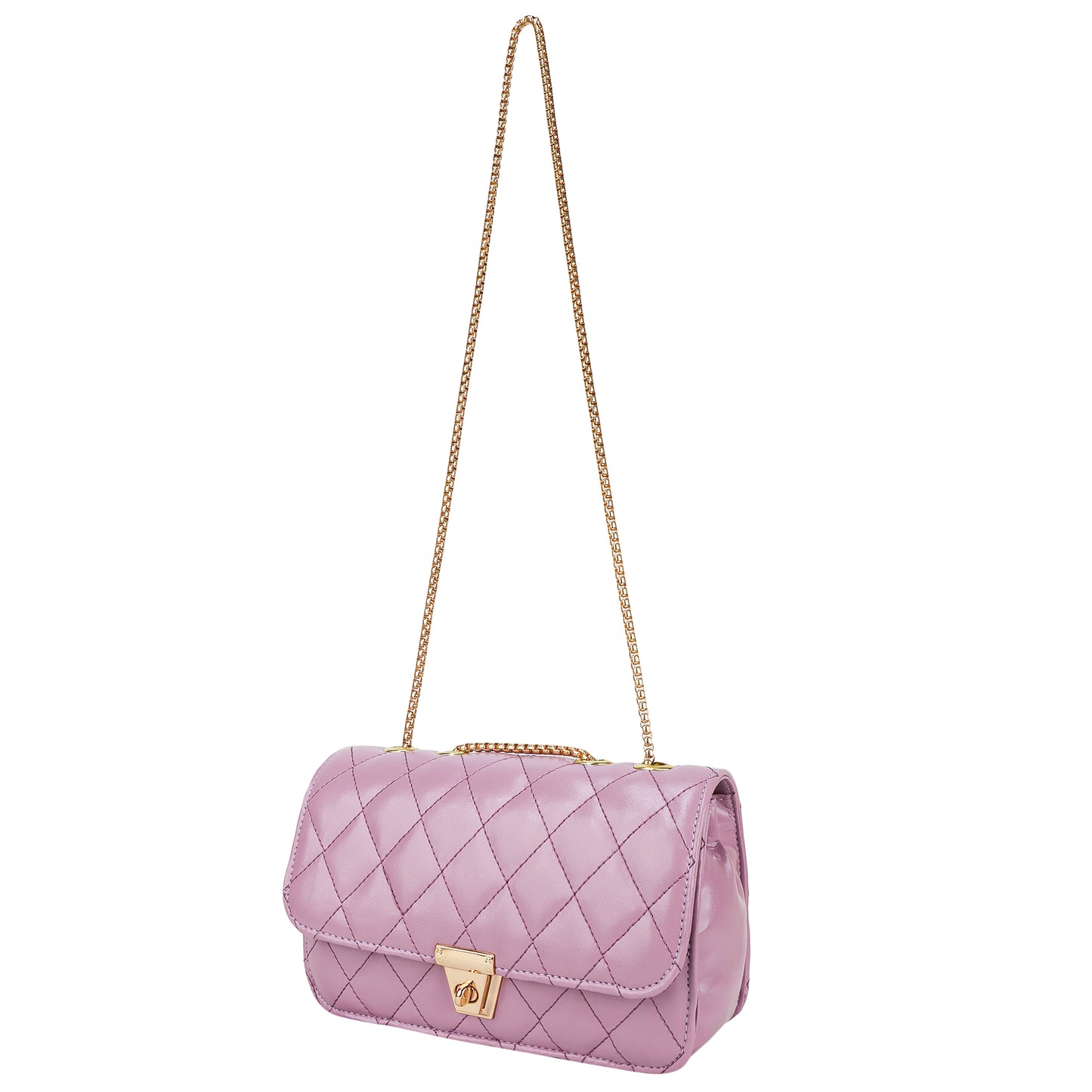 Miss Brasilia Vegan Leather Quilted Sling Bag - Pink