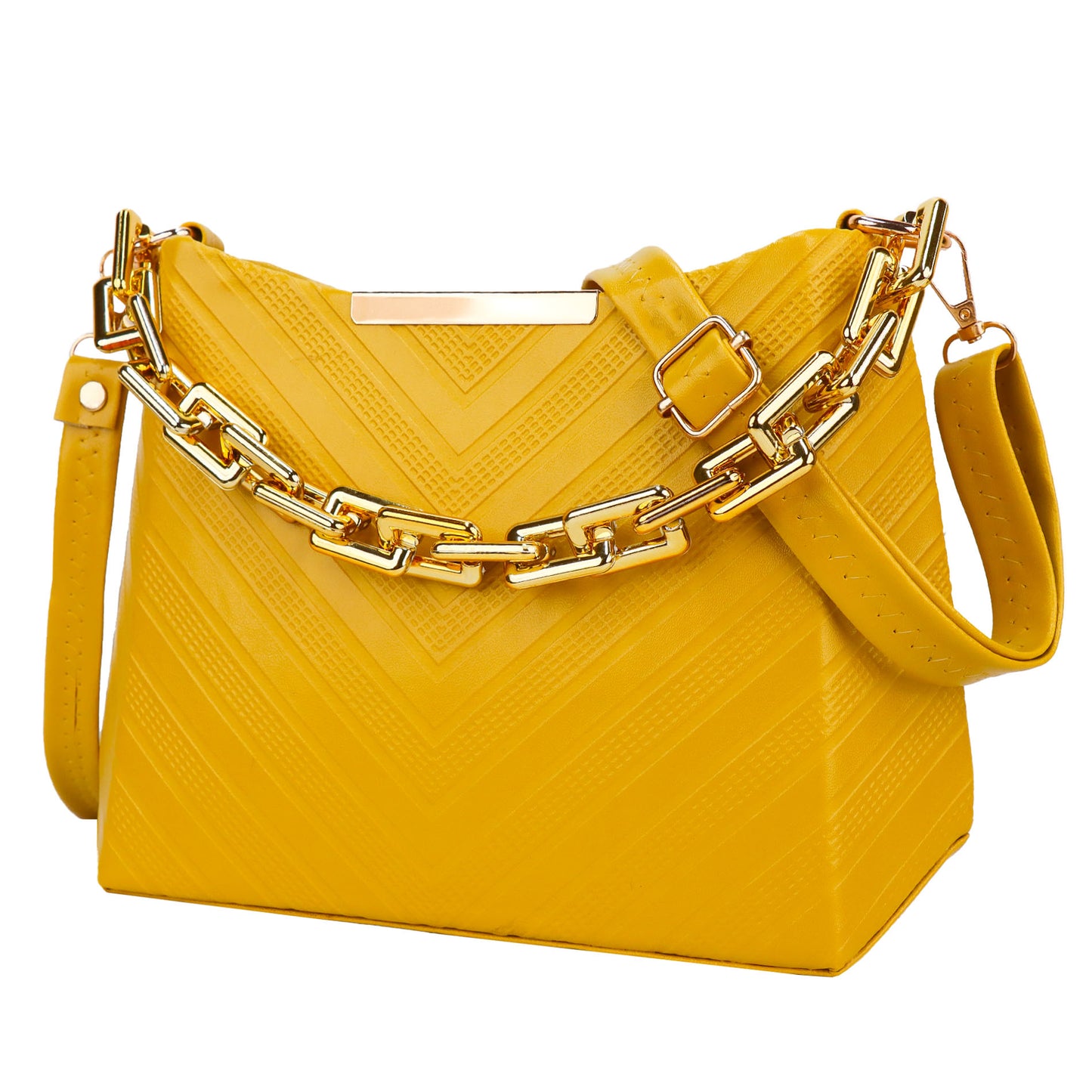 Ms. Classy Printed Vegan Leather Sling Bag - Yellow