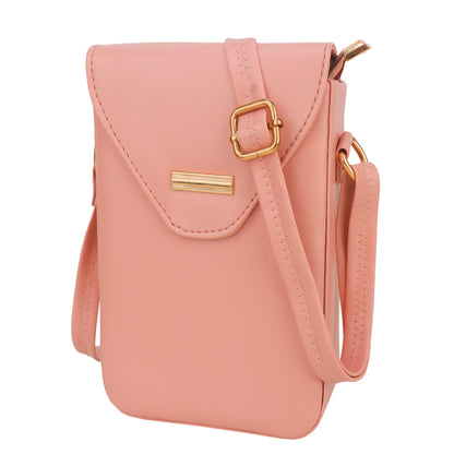 Miss Elona Vegan Leather Vertical Box Sling Messenger Bag - Peach