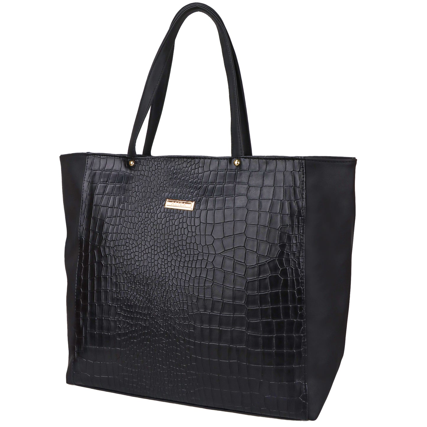 Althea Vegan Leather Formal Tote Bag - Black