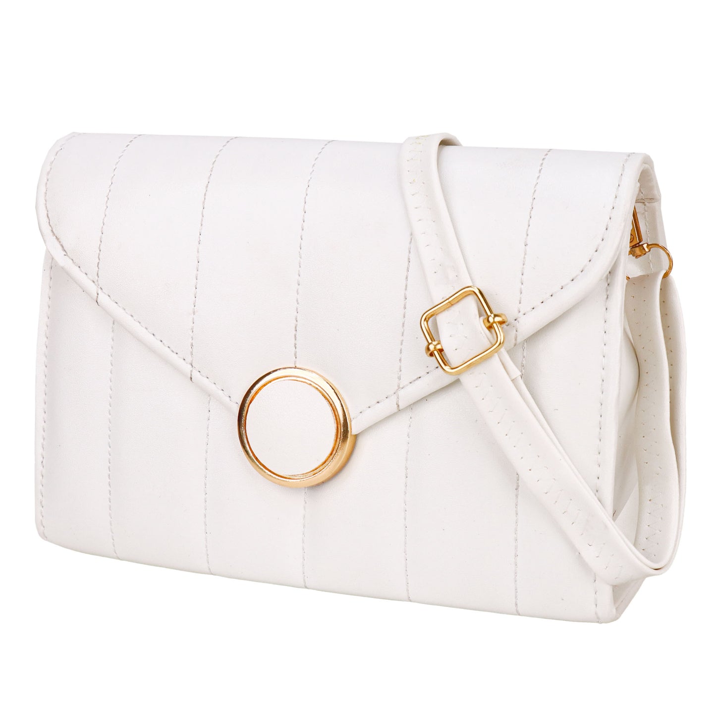 Ms. Puffy Vegan Leather quilted Sling Bag - White