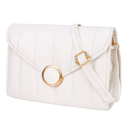 Ms. Puffy Vegan Leather quilted Sling Bag - White