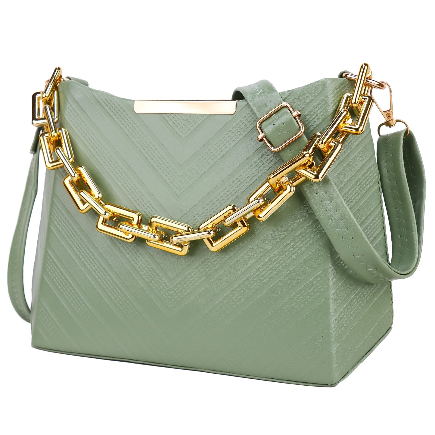 Ms. Classy Printed Vegan Leather Sling Bag - Green