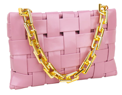 Miss Nairobi Vegan Leather Woven Sling Bag - Pink