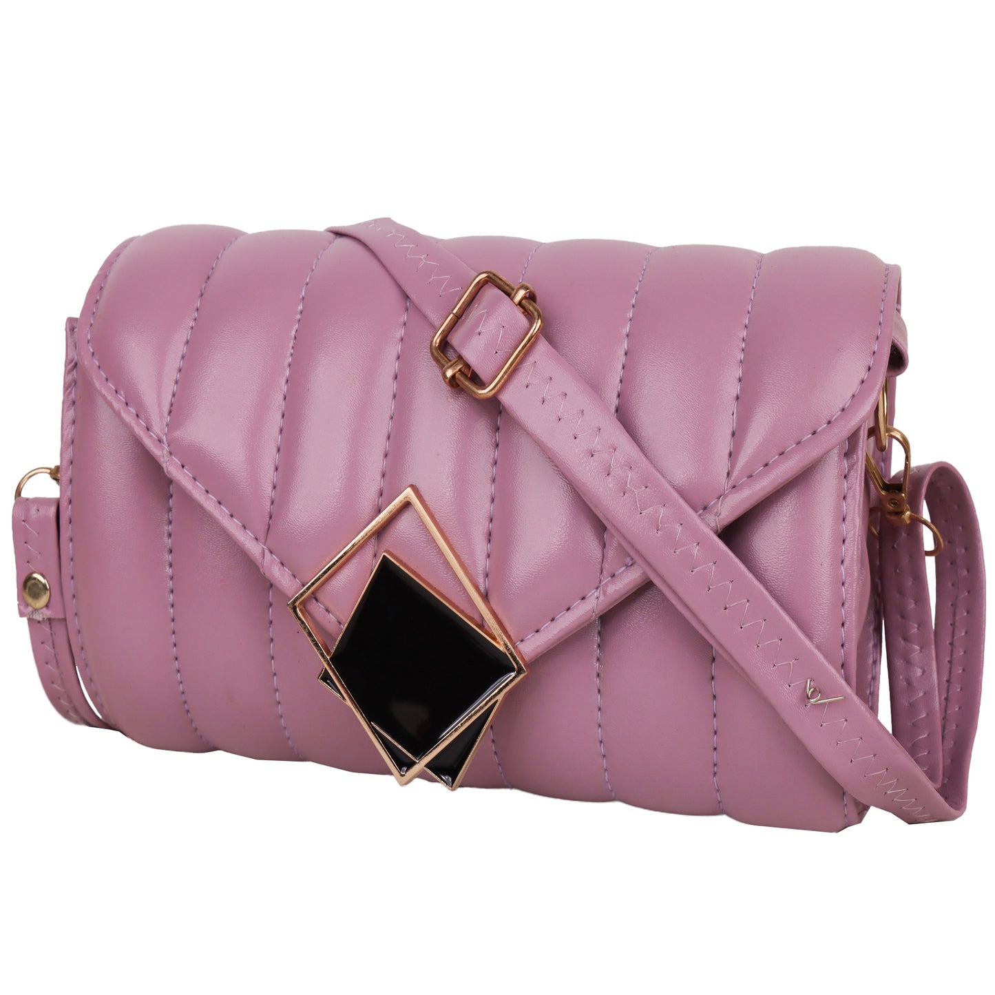 Princess Puffy Vegan Leather Quilted Sling Bag - Purple