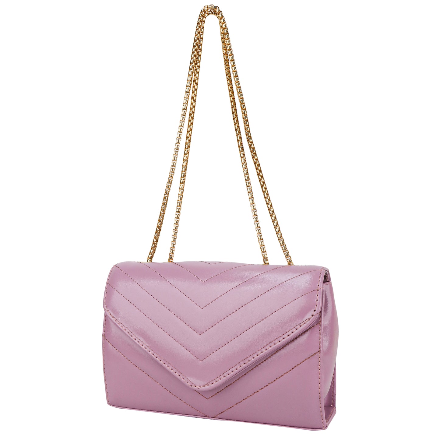 Miss Santorini Vegan Leather Quilted Sling Bag - Pink