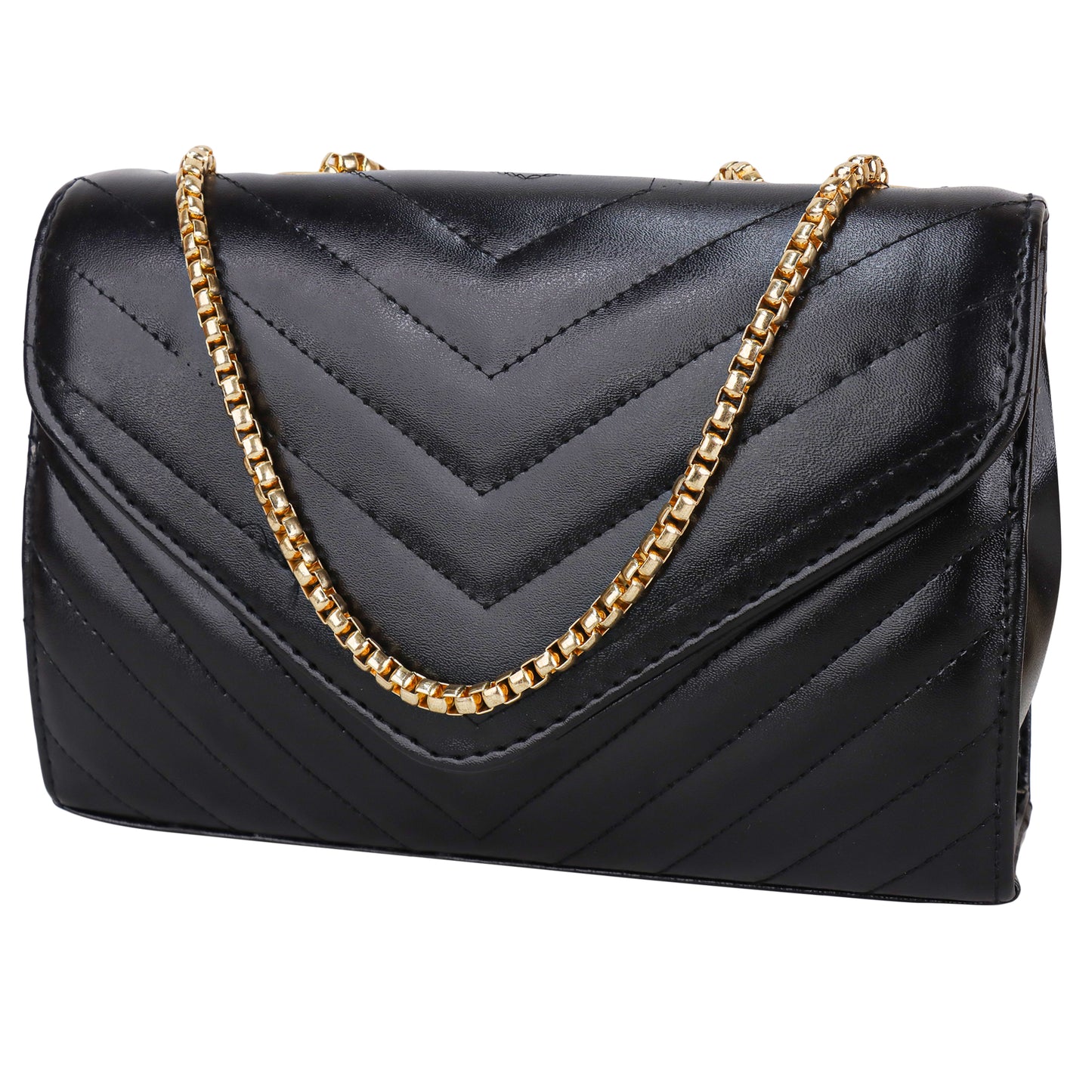 Miss Santorini Vegan Leather Quilted Sling Bag - Black