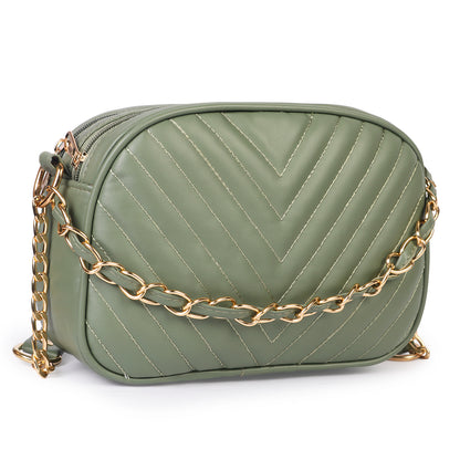 Princess Malibu Vegan Leather Quilted Sling Bag - Green