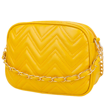 Miss Malibu Vegan Leather Quilted Sling Bag - Yellow