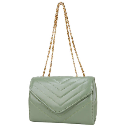 Miss Santorini Vegan Leather Quilted Sling Bag - Green