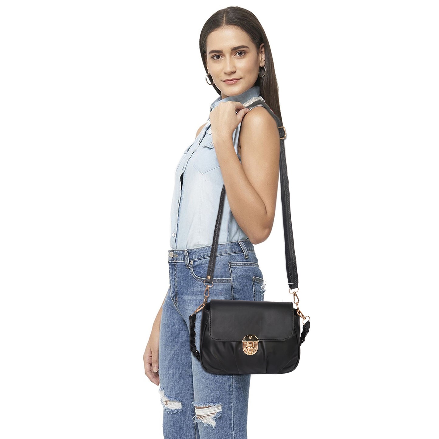 Ms. Trendy Stylish Vegan Leather Cross Body Sling Bag - Back