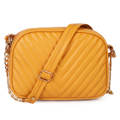 Princess Malibu Vegan Leather Quilted Sling Bag - Yellow