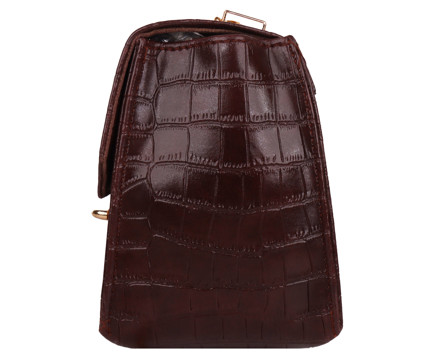 Miss Croco Vegan Leather Animal Skin Sling Bag - Brown