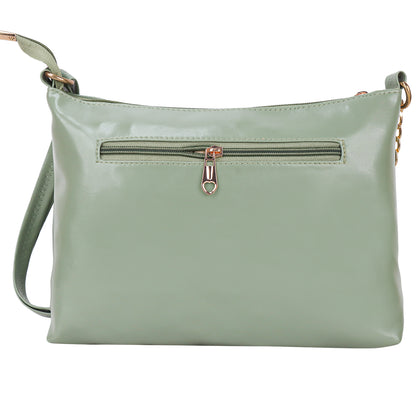 Miss Seoul Fashion Vegan Leather Suede Texture Utility Sling Bag - Green