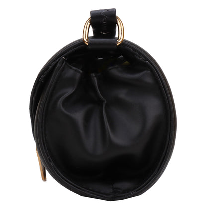 Princess Puffy Vegan Leather Quilted Sling Bag - Black