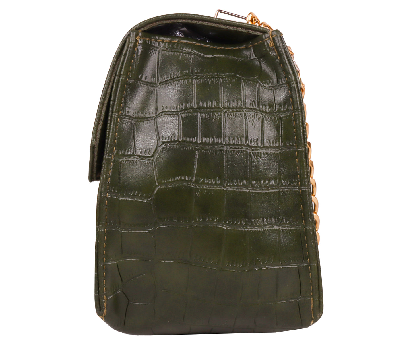 Miss Croco Vegan Leather Animal Skin Sling Bag - Green