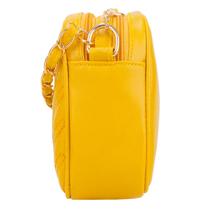 Miss Malibu Vegan Leather Quilted Sling Bag - Yellow