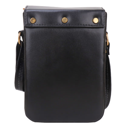 Miss Elona Vegan Leather Vertical Box Sling Messenger Bag - Black