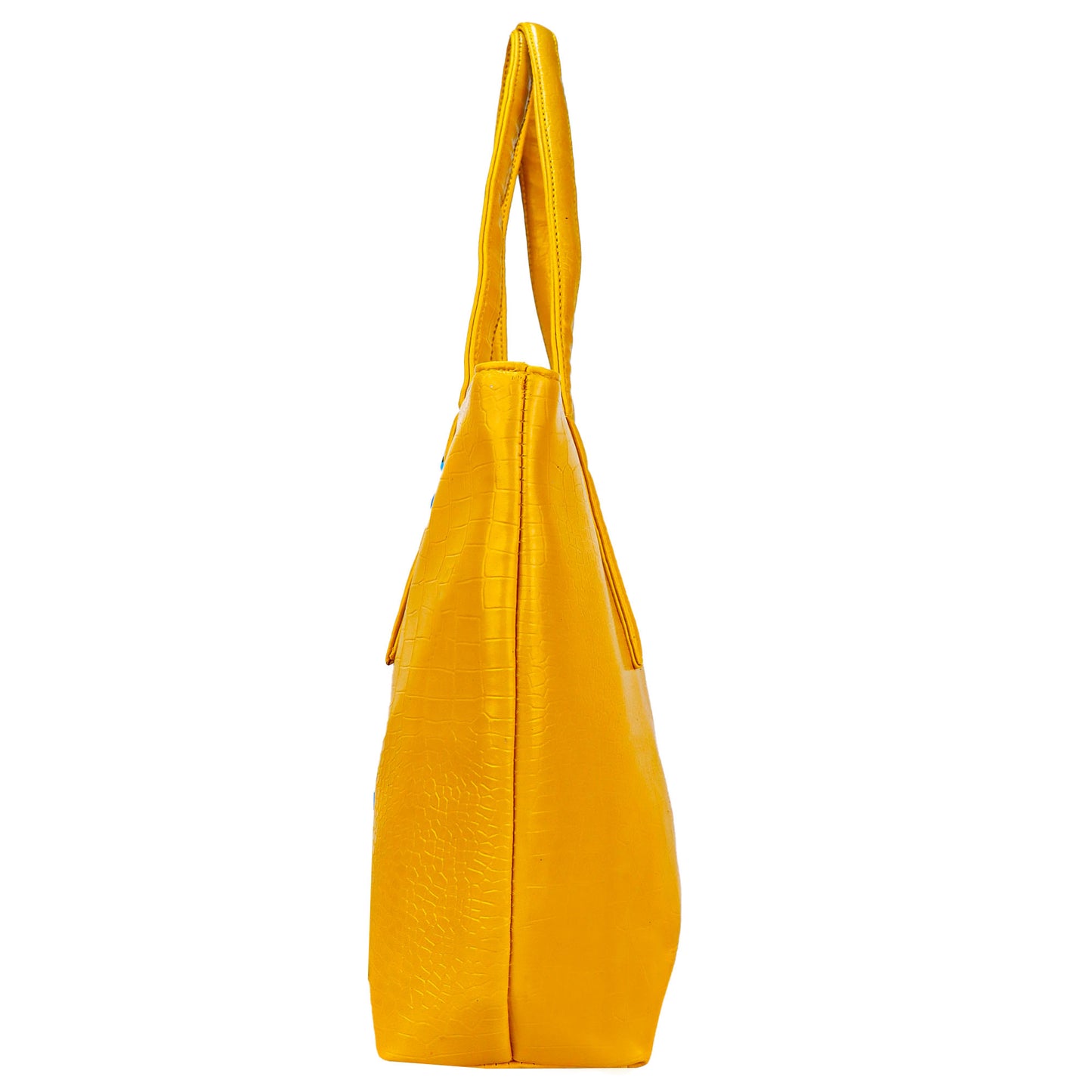 Croco Bloom Vegan Leather Tote Bag - Yellow