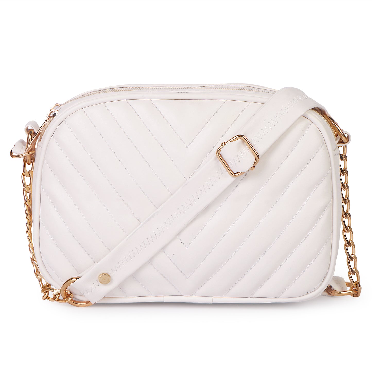 Princess Malibu Vegan Leather Quilted Sling Bag - White