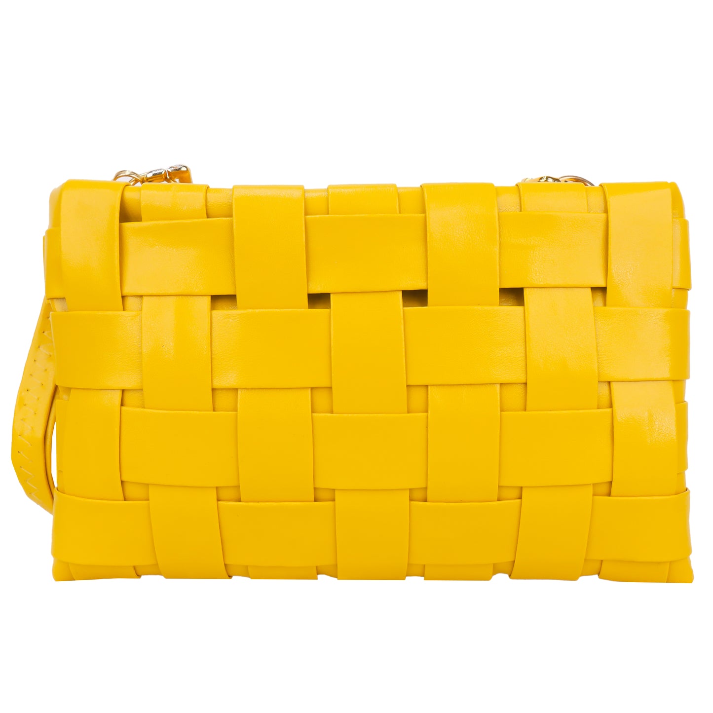 Miss Nairobi Vegan Leather Woven Sling Bag - Yellow