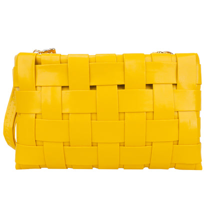 Miss Nairobi Vegan Leather Woven Sling Bag - Yellow