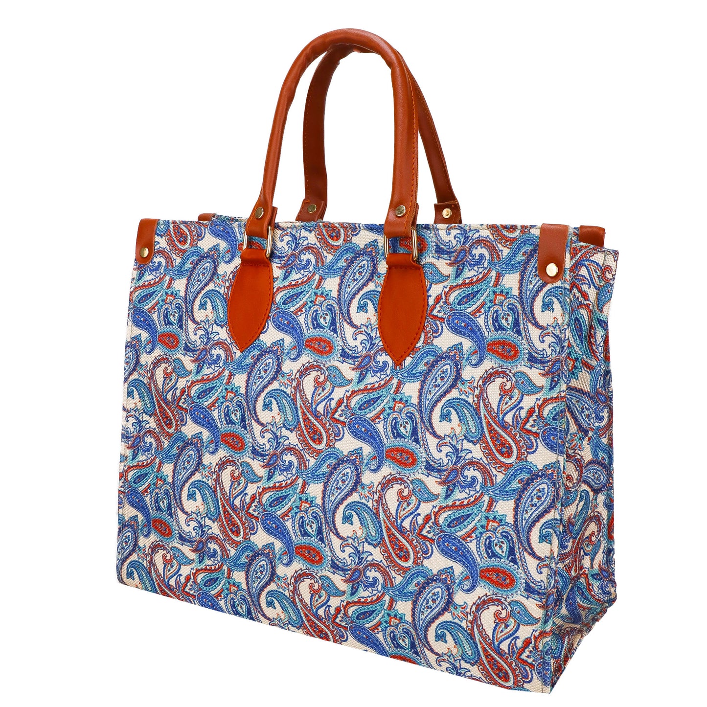 Gardinia Floral Canvas and Hand Bag - Sky Blue