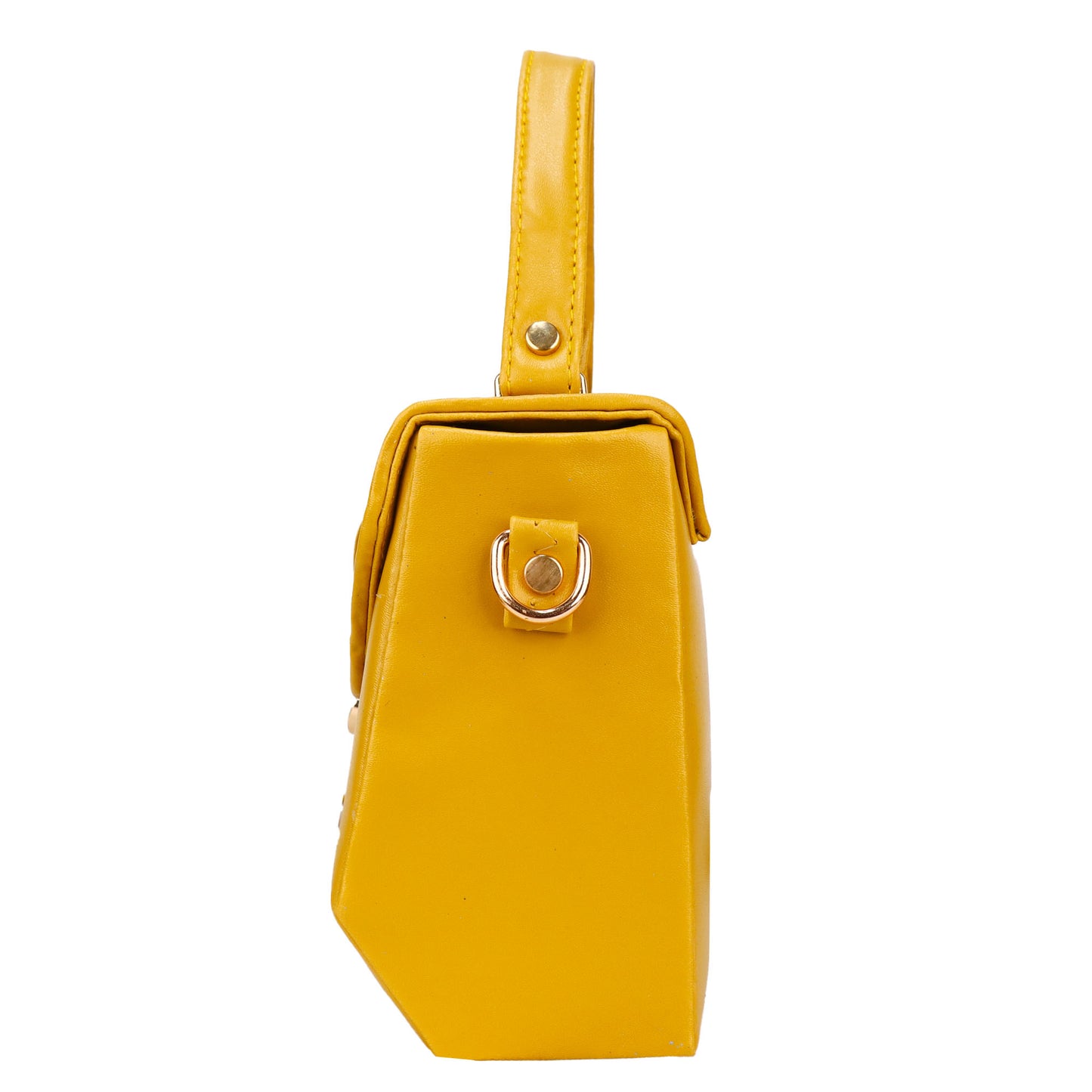 Madrid Vegan Leather Satchel Box Sling Bag - Yellow