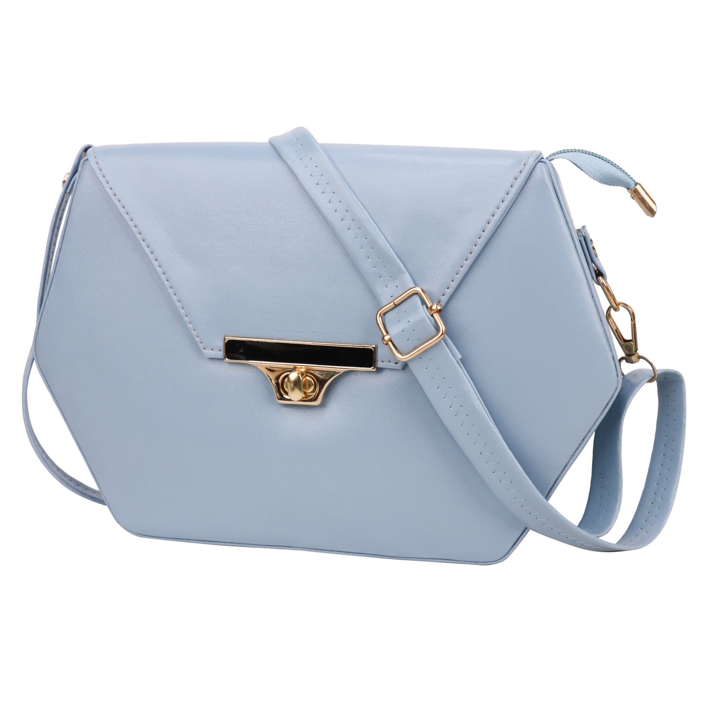 Miss Diamond Vegan Leather Box Sling Bag - Sky Blue