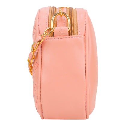 Miss Malibu Vegan Leather Quilted Sling Bag - Peach