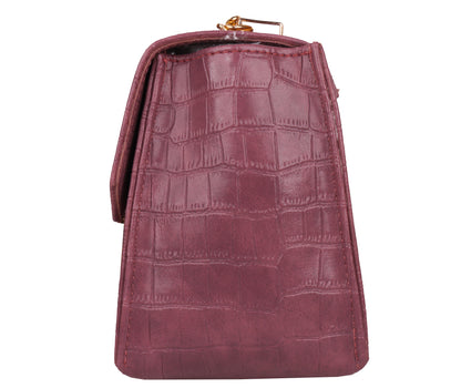 Miss Croco Vegan Leather Animal Skin Sling Bag - Purple