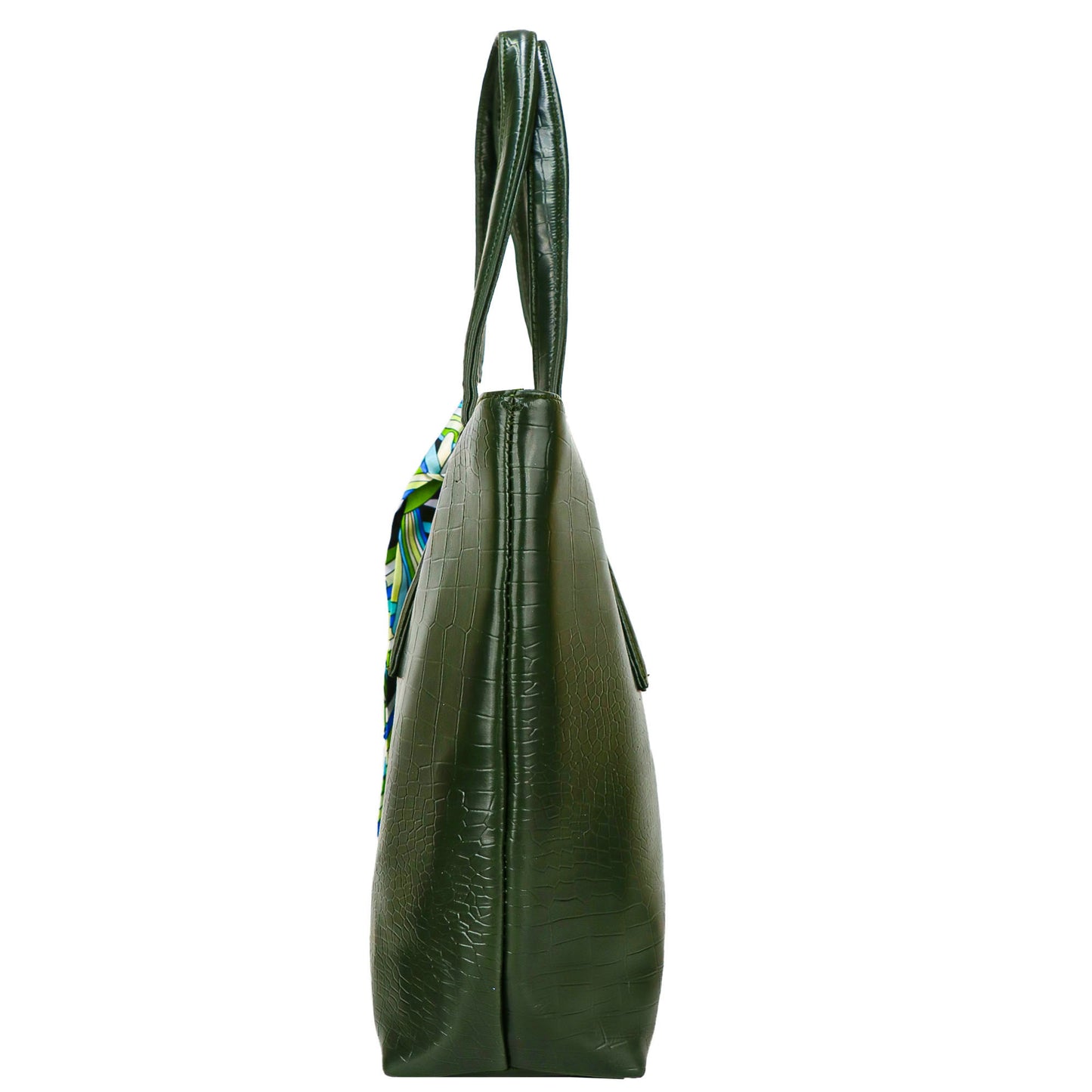 Croco Bloom Vegan Leather Tote Bag - Green