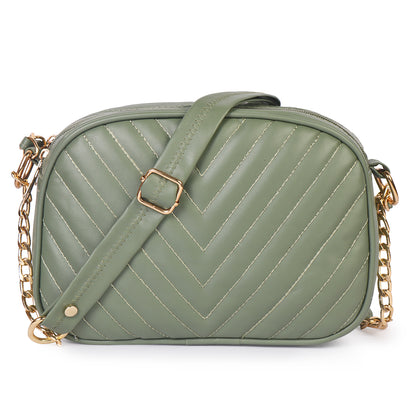 Princess Malibu Vegan Leather Quilted Sling Bag - Green