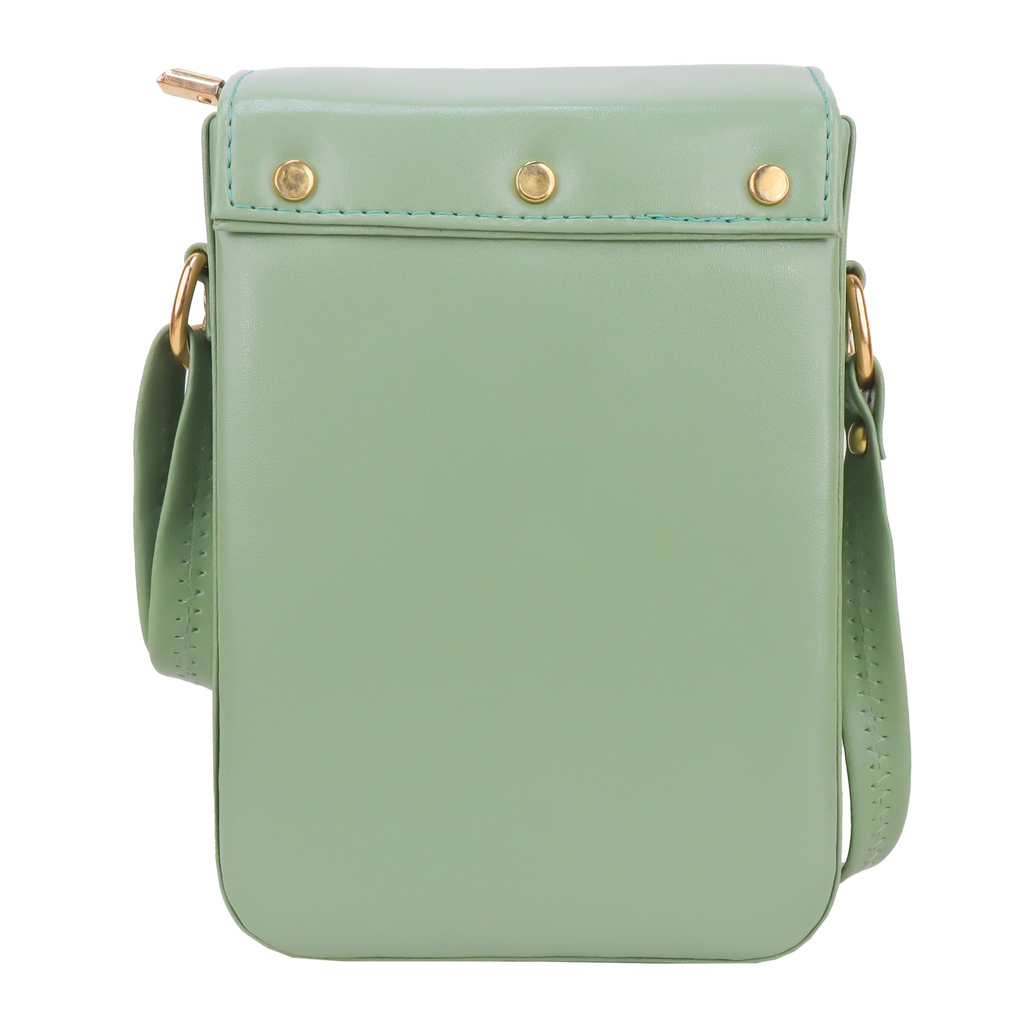 Miss Elona Vegan Leather Vertical Box Sling Messenger Bag - Green