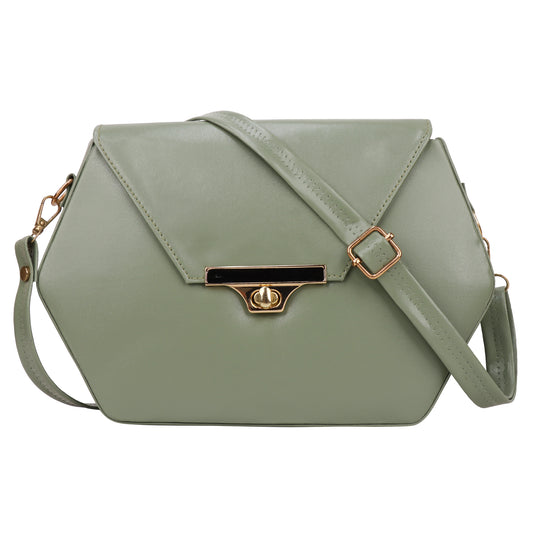 Miss Diamond Vegan Leather Box Sling Bag - Green