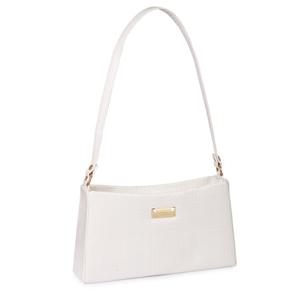 Princess Scarlet Vegan Leather Snake Skin Shoulder Bag - White