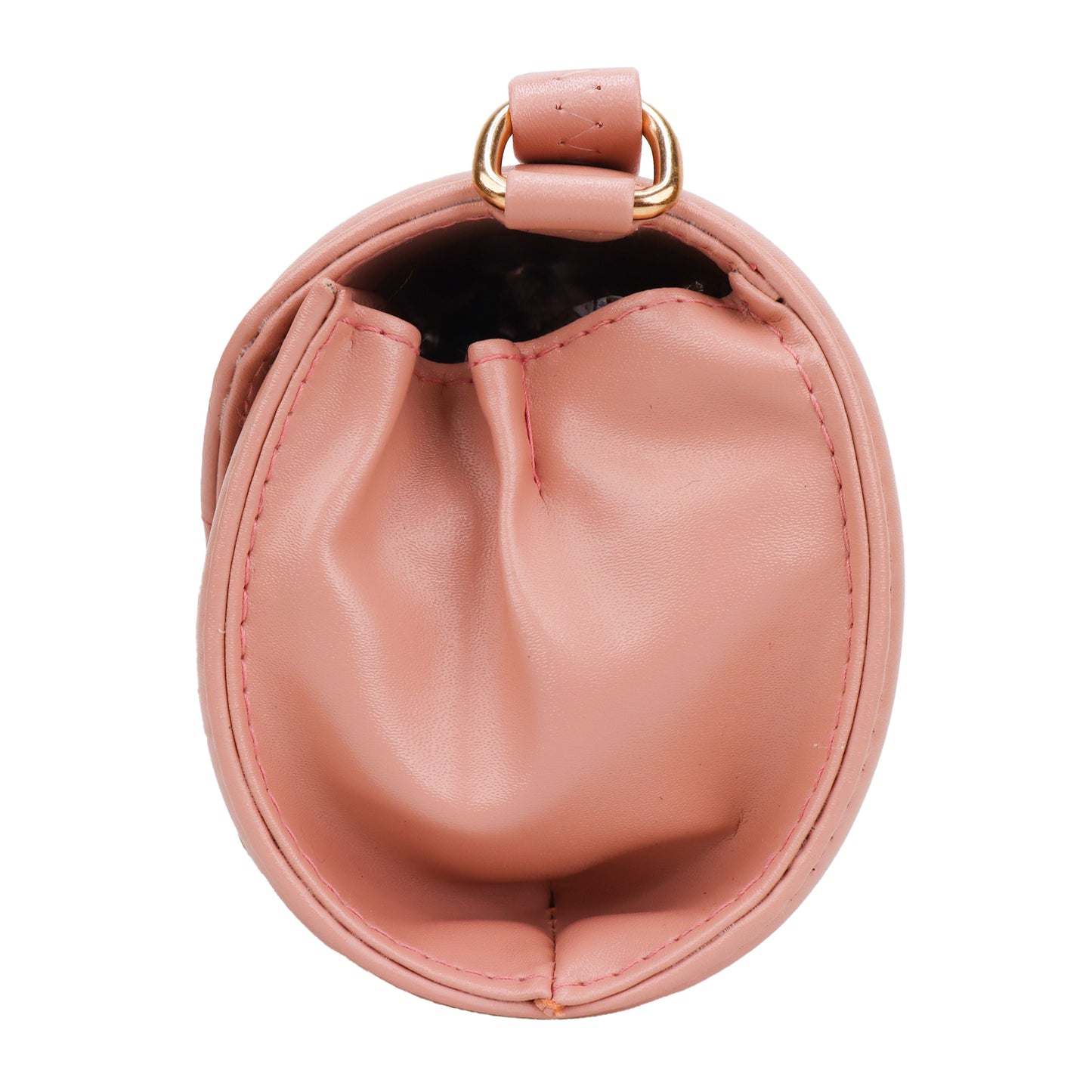 Princess Puffy Vegan Leather Quilted Sling Bag - Peach