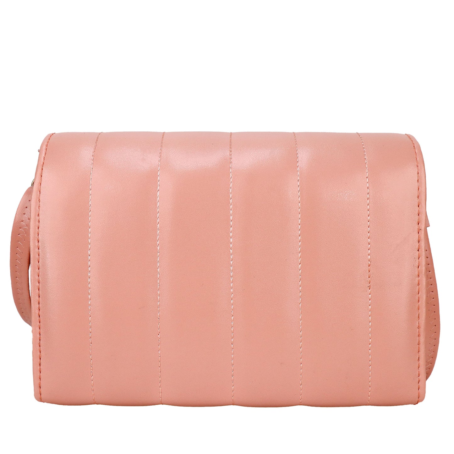 Ms. Puffy Vegan Leather quilted Sling Bag - Peach