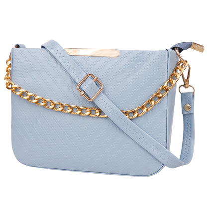 Miss Havana Vegan Leather Dotted Print Sling Bag - Blue