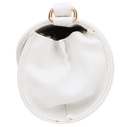 Princess Puffy Vegan Leather Quilted Sling Bag - White