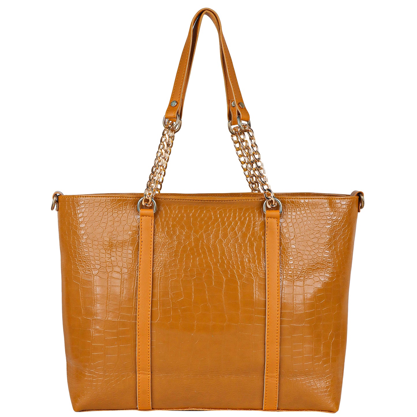 Callista Croco Vegan Leather Tote Bag with Money Pouch - Yellow