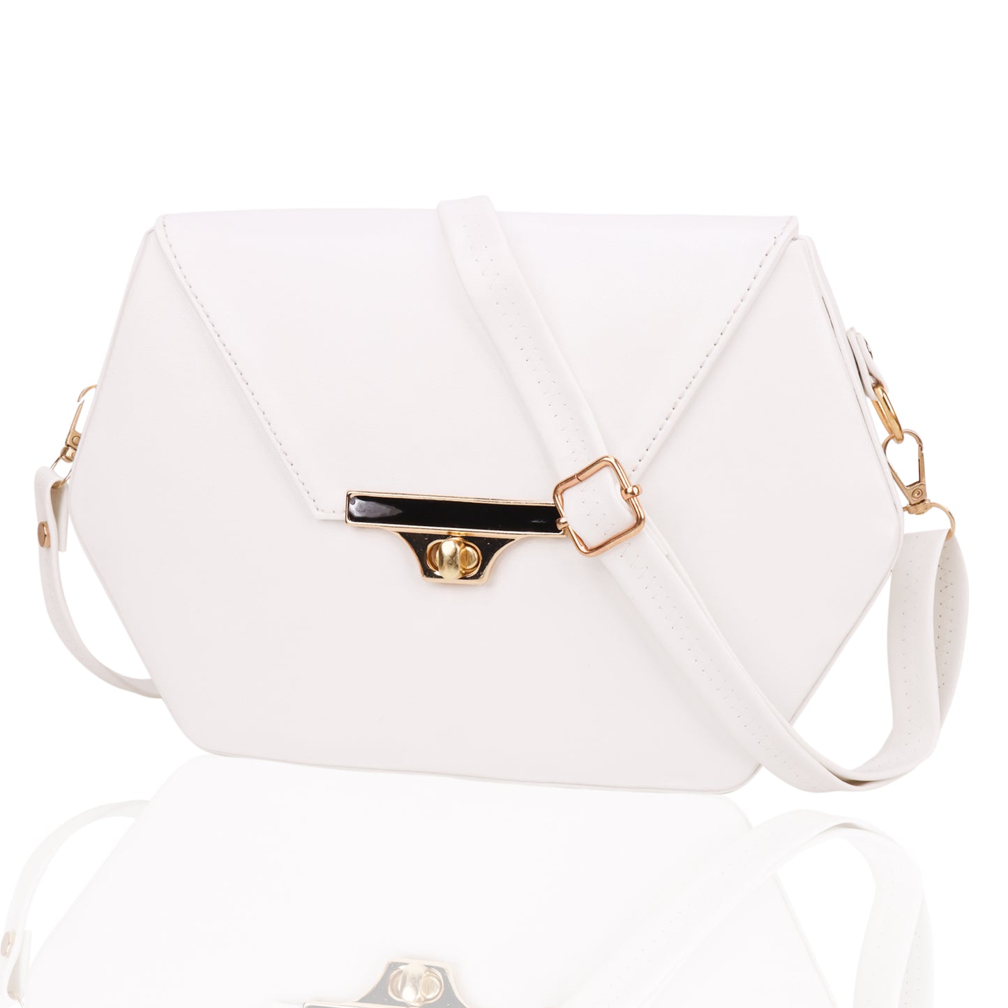 Miss Diamond Vegan Leather Box Sling Bag - White