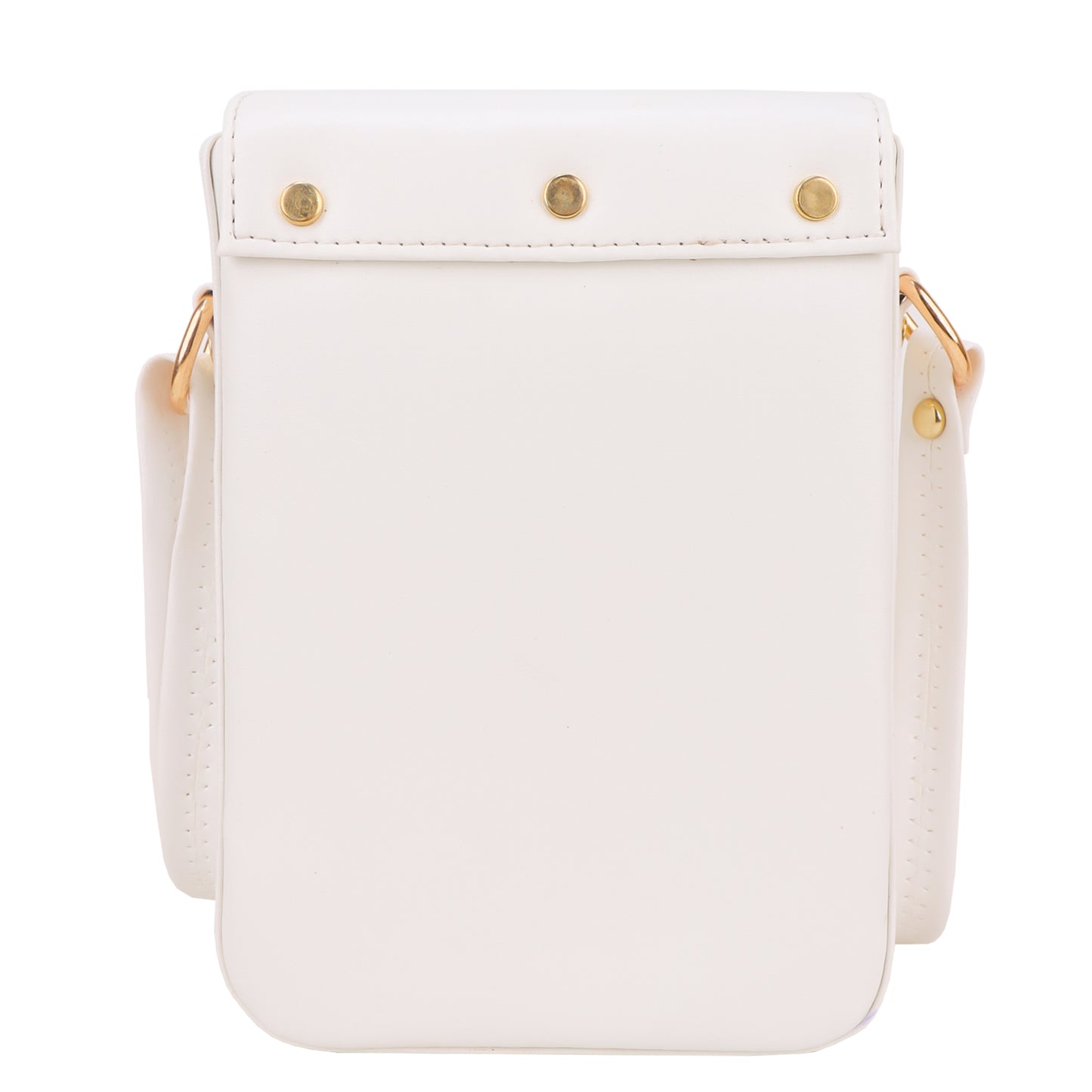 Miss Elona Vegan Leather Vertical Box Sling Messenger Bag - White