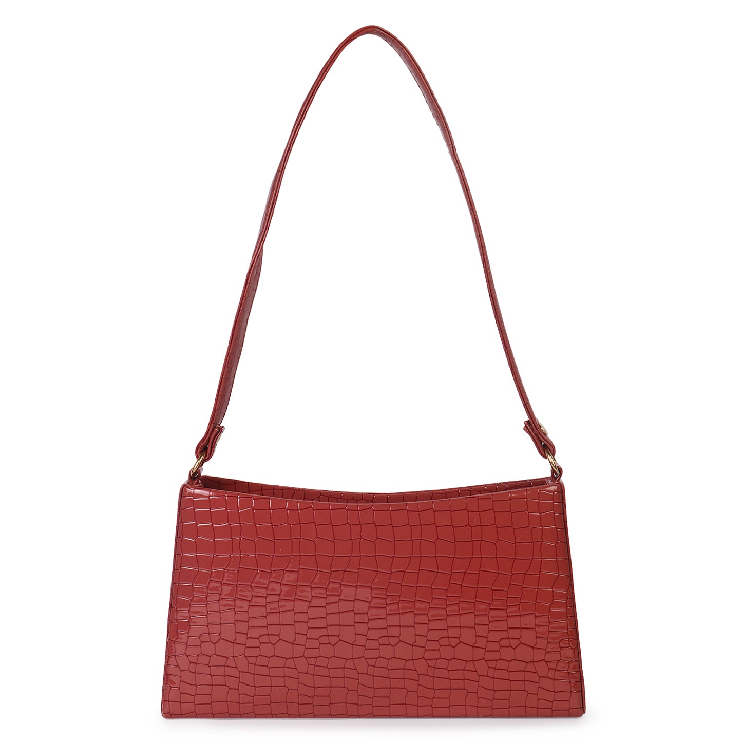 Princess Scarlet Vegan Leather Snake Skin Shoulder Bag - Red