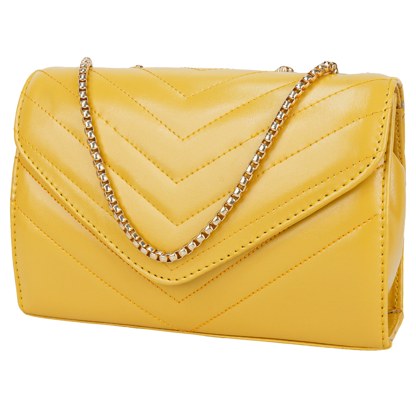 Miss Santorini Vegan Leather Quilted Sling Bag - Yellow